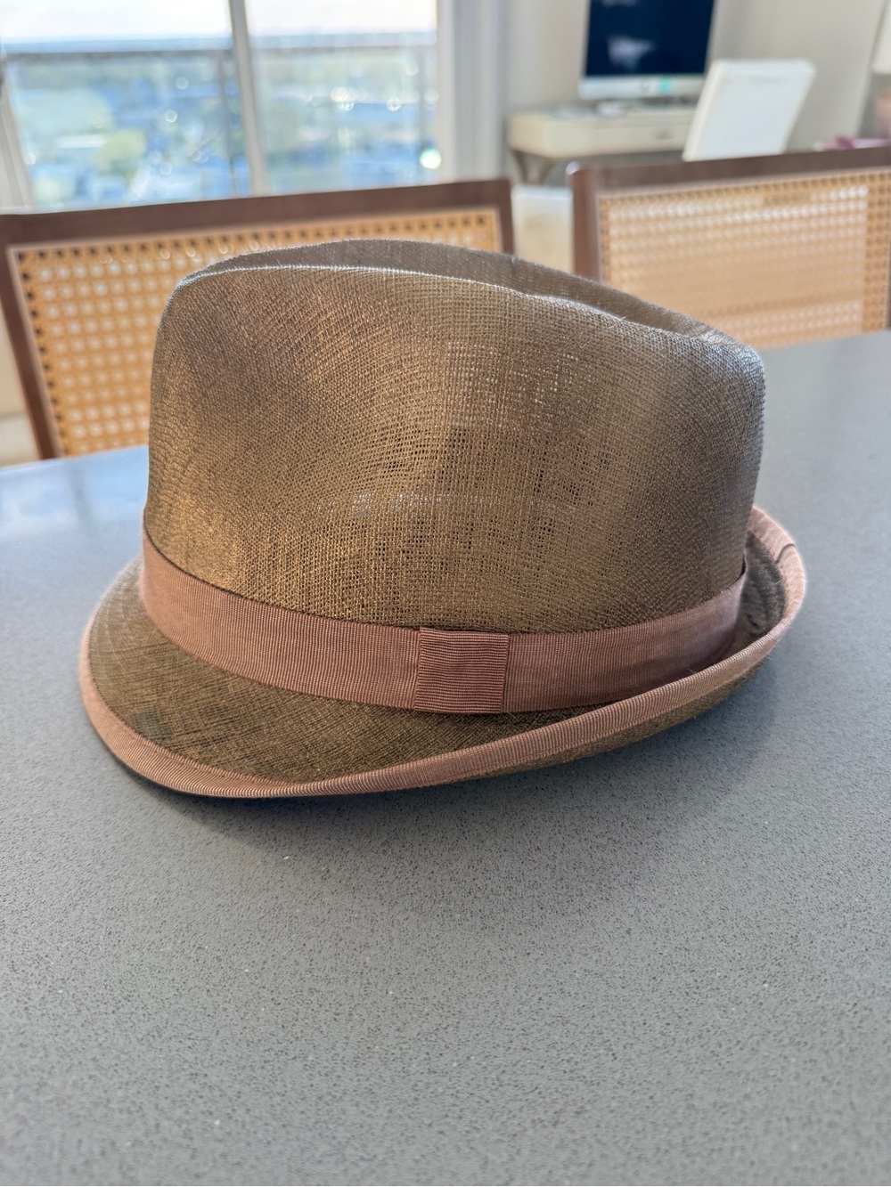 Ralph Lauren Classic Brown / Gold  Trilby Hat with Trim. medium